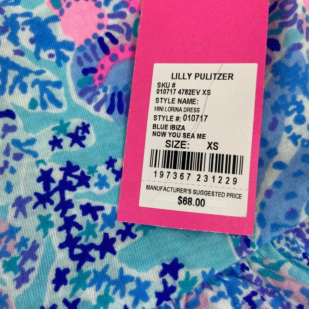Lilly Pulitzer Girl XS 2/3 Mini Lorina Dress Blue Ibiza Now You Sea Me Coral NEW